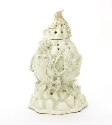 Lot 137 - A mid 18th Century white glazed porcelain pot...