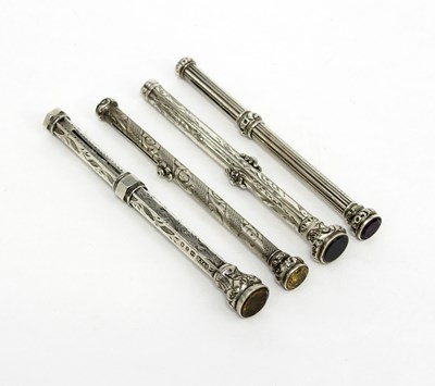 Lot 404 - A Victorian silver propelling pencil with...