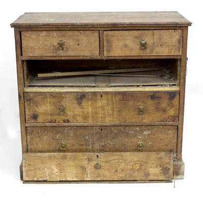 Lot 794 - A Victorian pitch pine chest of two short over...