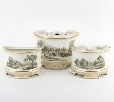 Lot 219 - A garniture of three Pinxton porcelain...
