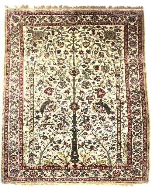 Lot 1202 - A Kashan silk souf carpet, Central Persia,...