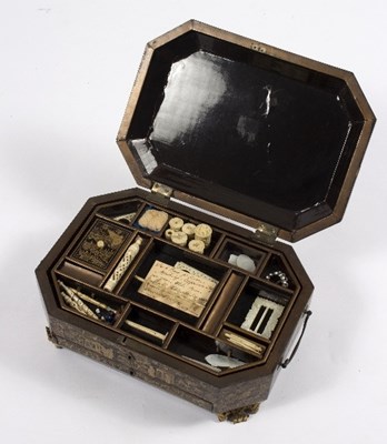 Lot 9 - A late 18th Century black and gold lacquer...