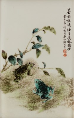 Lot 75 - Four Chinese porcelain rectangular plaques, by...
