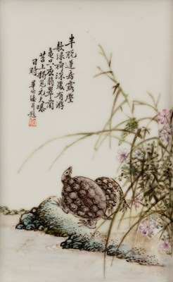 Lot 75 - Four Chinese porcelain rectangular plaques, by...