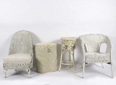 Lot 7 - A Lloyd Loom 'Lusty' nursing chair, painted in...