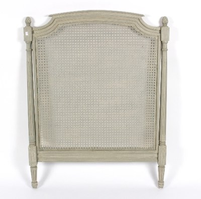 Lot 10 - An OKA caned single headboard, painted grey,...