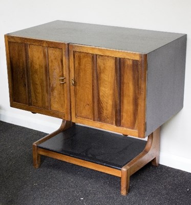 Lot 82 - A mid-20th Century yew wood and black lacquer...