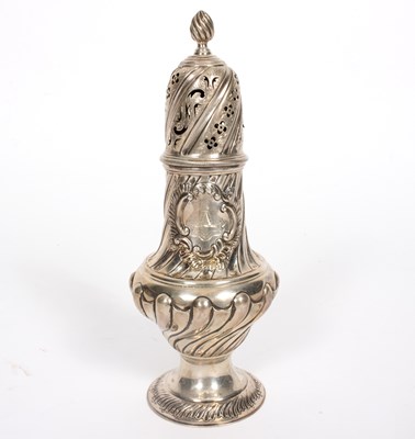 Lot 34 - A Victorian silver sugar caster, Samuel Watton...