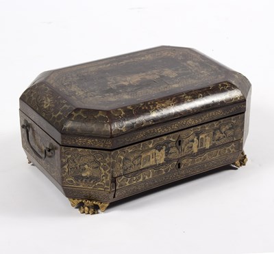 Lot 305 - A late 18th Century black and gold lacquer...