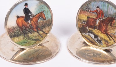 Lot 182 - A pair of silver and enamel menu holders