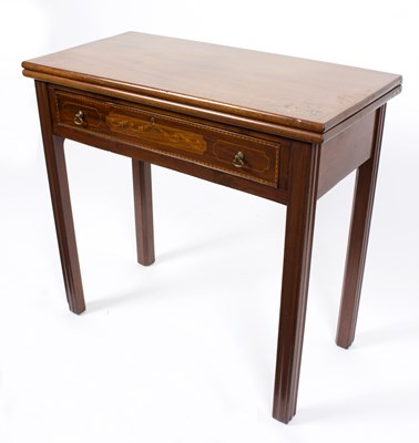 Lot 715 - An Edwardian mahogany rectangular card table,...
