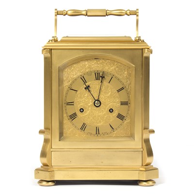 Lot 1029 - A large gilt brass quarter striking carriage...