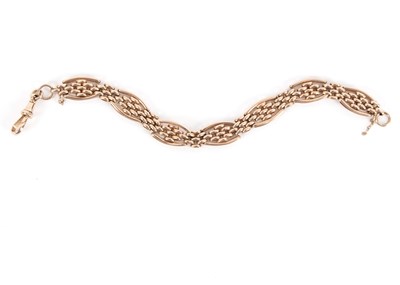 Lot 90 - A 9ct rose gold fancy link bracelet,...