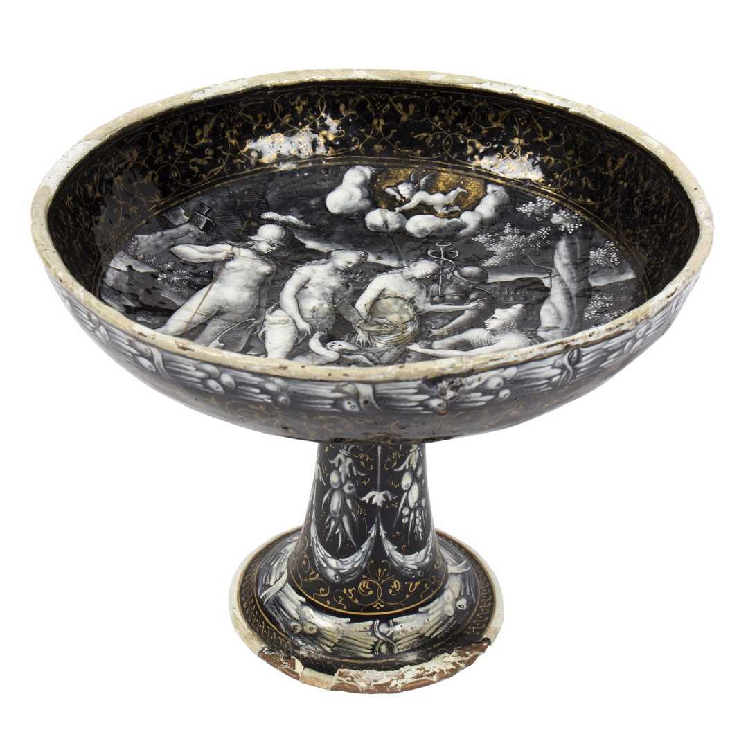Lot 379 - A Renaissance style Limoges enamel tazza, the...