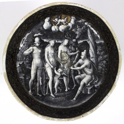 Lot 379 - A Renaissance style Limoges enamel tazza, the...