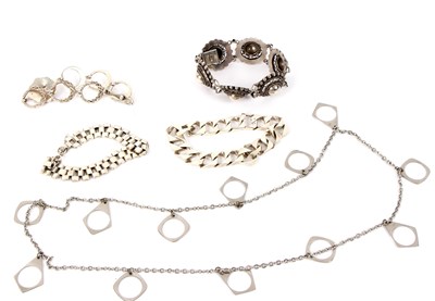 Lot 13 - Four various silver brooches and a white metal...