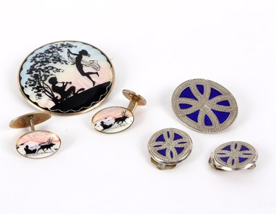Lot 15 - A pair of Scandinavian enamelled cufflinks...