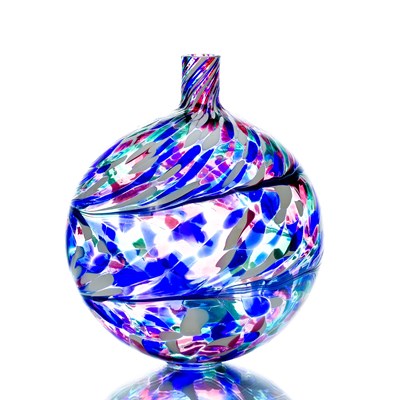 Lot 92 - A large multi-coloured Nailsea-type glass...