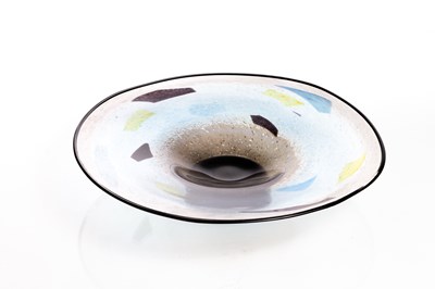 Lot 103 - Cowdy Glass, a footed glass dish with coloured...
