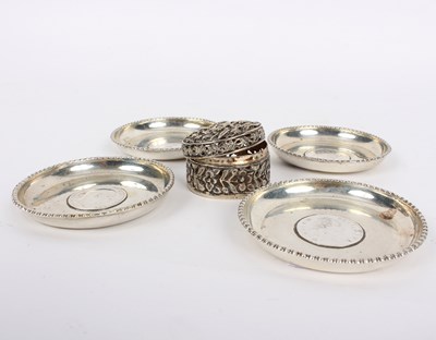 Lot 13 - Four Indian silver ashtrays, each set with a...
