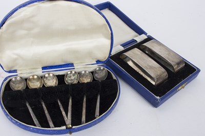 Lot 24 - Six pairs of silver desert knives and forks,...