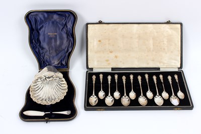 Lot 32 - A silver butter shell, G U Birmingham 1897,...