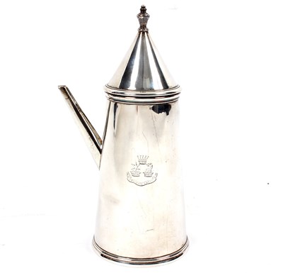 Lot 33 - A silver tapered hot water pot, Daniel & John...