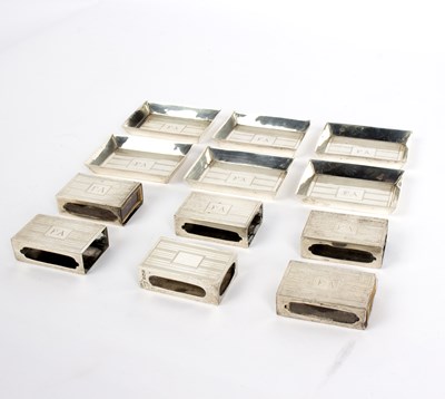 Lot 40 - Six silver match box holders, George Brace &...