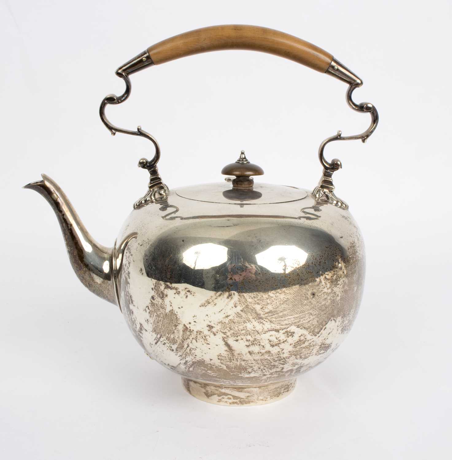 Lot 48 - A spherical silver tea kettle, Charles Stuart...