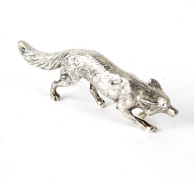 Lot 68 - A silver model of a prowling fox, marked...