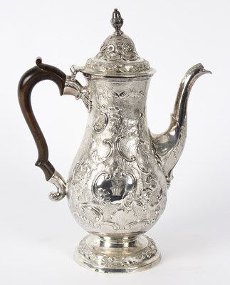 Lot 96 - A George III silver coffee pot, marks obscured,...