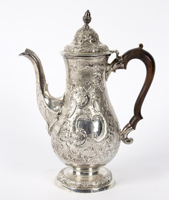 Lot 96 - A George III silver coffee pot, marks obscured,...