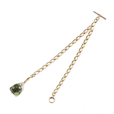 Lot 220 - An 18ct gold curb link Albert chain with...