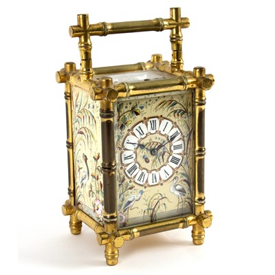 Lot 778 - A gilt brass eight-day, hour repeat carriage...