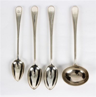 Lot 4 - A Victorian silver ladle and a pair of basting...