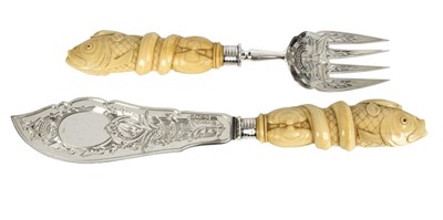 Lot 15 - A Victorian silver fish slice and fork, HH,...