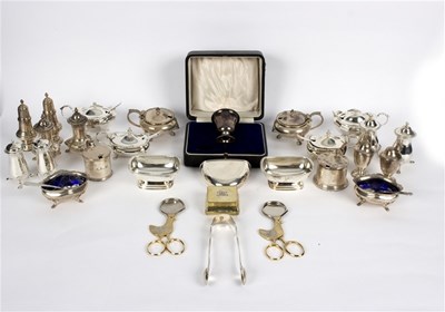 Lot 20 - A quantity of silver cruets including a pair...