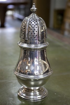 Lot 44 - A silver sugar caster, Edward Barnard & Sons...