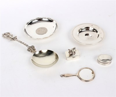 Lot 60 - Two silver ashtrays and sundry small silver,...