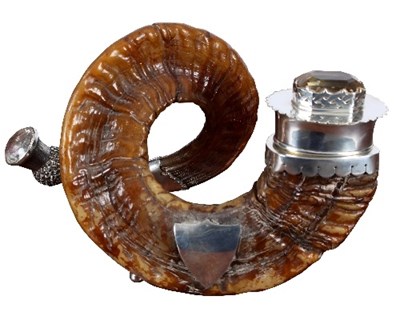 Lot 67 - A Scottish ram's horn and silver mounted table...
