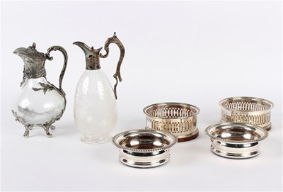 Lot 76 - Two pairs of plated wine coasters, 14.5cm...