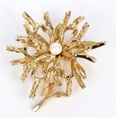 Lot 98 - A brooch of naturalistic branch form with...