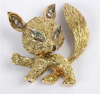Lot 137 - An 18ct gold brooch modelled as a fox, CJ Ltd.,...