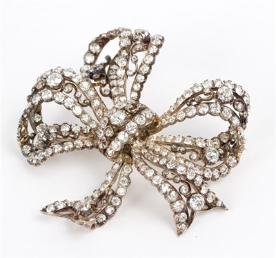 Lot 138 - A Victorian diamond bow brooch, possibly...