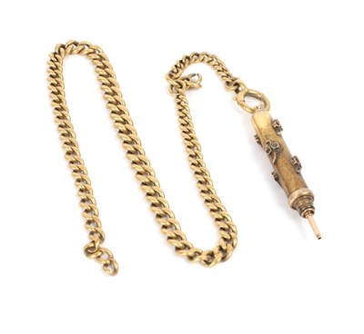 Lot 145 - An 18ct gold watch chain hung with a...