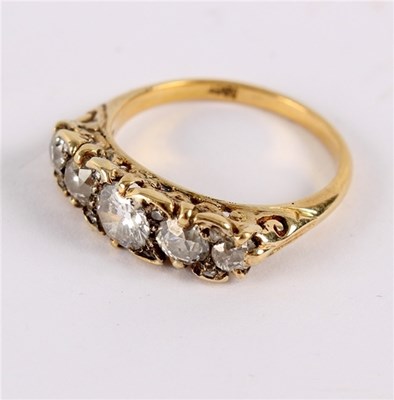 Lot 175 - A diamond five-stone ring, in an 18ct yellow...