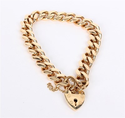 Lot 199 - A 9ct gold flattened curb link bracelet,...