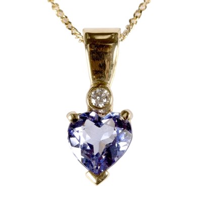 Lot 204 - A tanzanite pendant, the heart-shaped stone...