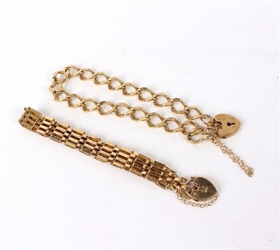 Lot 208 - Two 9ct gold bracelets with heart-shaped...