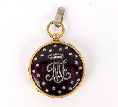 Lot 228 - A gilt metal cased pedometer, the white enamel...
